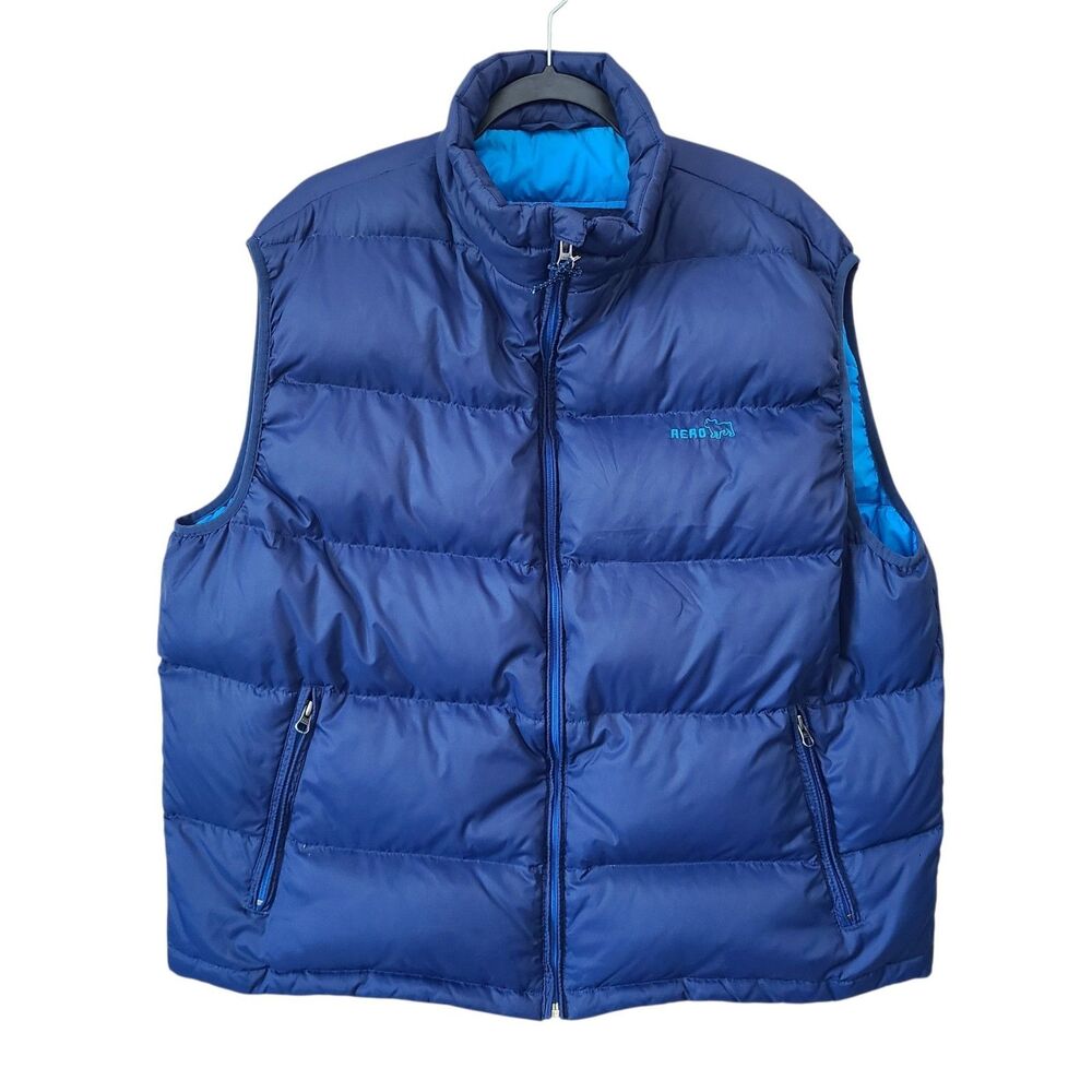 Aeropostale Mens XL Down Feather Puffer Vest Blue Quilted Gorpcore Streetwear